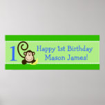 Silly Monkeys Green Personalised Birthday Banner
