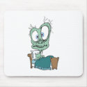 silly monster in bed mousepads