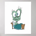 silly monster in bed posters