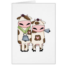 silly moo cow couple cartoon card