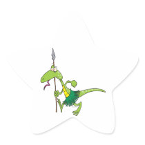 silly native tribe tribal lizard cartoon sticker