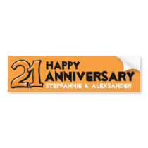 Silly Number 21 orange Anniversary Long Sticker