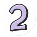 Silly Number 2 lavender white Sticker
