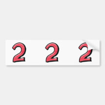 Silly Number 2 red cutout Stickers Bumper Sticker