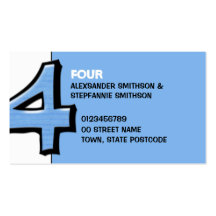 Silly Number 4 blue Business Card