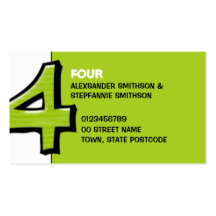 Silly Number 4 green Business Card
