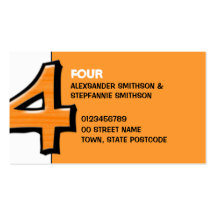 Silly Number 4 orange Business Card