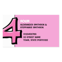 Silly Number 4 pink Business Card