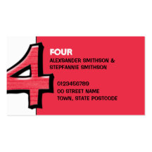Silly Number 4 red Business Card