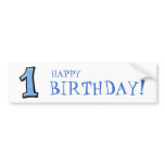 Silly Numbers 1 blue Birthday Bumper Sticker bumper stickers
