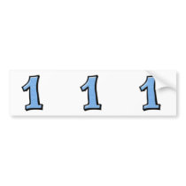 Silly Numbers 1 blue cutout Bumper Stickers