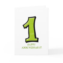 Silly Numbers 1 green Anniversary Card