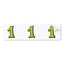 Silly Numbers 1 green cutout Stickers Bumper Sticker