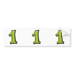 Silly Numbers 1 green cutout Stickers bumper stickers