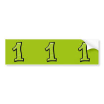 Silly Numbers 1 green cutout Stickers Bumper Stickers