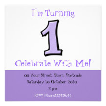 Silly Numbers 1 lavender Birthday Invitation