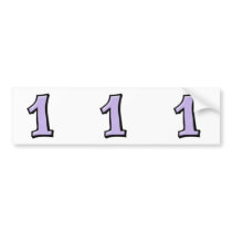 Silly Numbers 1 lavender cutout Stickers Bumper Sticker