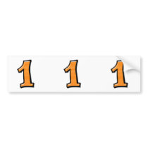 Silly Numbers 1 oange cutout Stickers Bumper Sticker