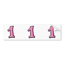 Silly Numbers 1 pink cutout Stickers Bumper Stickers