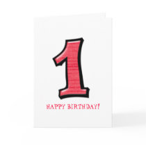 Silly Numbers 1 red Birthday Card