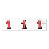 Silly Numbers 1 red cutout Stickers Bumper Sticker
