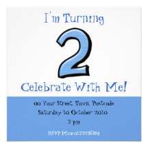 Silly Numbers 2 blue Birthday Invitation