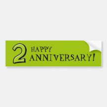 Silly Numbers 2 green Anniversary Stickers Bumper Stickers