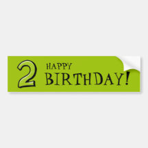Silly Numbers 2 green Birthday Stickers Bumper Stickers