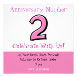 Silly Numbers 2 pink Anniversary Invitation