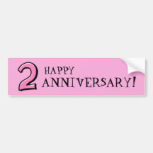 Silly Numbers 2 pink Anniversary Stickers Bumper Sticker