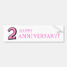 Silly Numbers 2 pink Anniversary Stickers Bumper Sticker