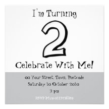 Silly Numbers 2 white Birthday Invitation
