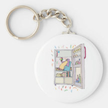 silly penguin in refrigerator key chains
