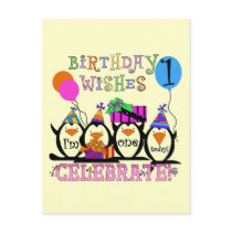 Silly Penguins 1st Birthday Tshirts and Gifts Postcard