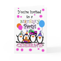 Silly Penguins Birthday Cards and Invitations