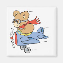 Silly Pilot Bear Fridge Magnets