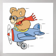 Silly Pilot Bear Poster