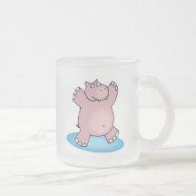 silly pink dancing hippo coffee mugs