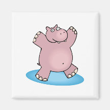 silly pink dancing hippo fridge magnet
