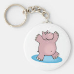 silly pink dancing hippo key chain