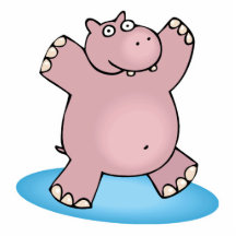 silly pink dancing hippo photo sculpture