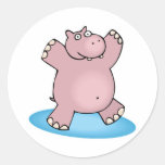 silly pink dancing hippo sticker