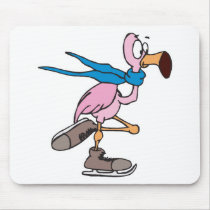 silly pink flamingo ice skating mouse pads