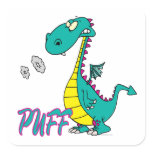 silly puff dragon cartoon character stickers
