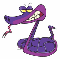 silly purple snake cartoon photo sculptures
