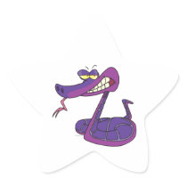 silly purple snake cartoon star stickers