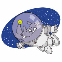 silly rhino in outer space cartoon photo cut outs