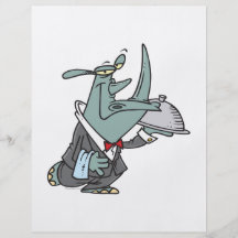 silly rhino waiter butler servant cartoon flyer