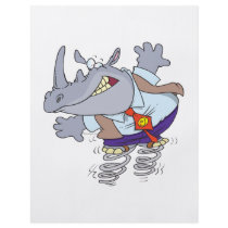 silly rhino with springs shoes cartoon full colour flyer