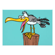 silly seagull cartoon invitation
